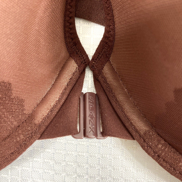 Spanx Bra Womens 38C Brown Illusion Lace Full Coverage Underwire Front Hook - Picture 3 of 8